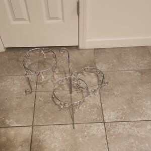 Elegant Silver Plant Stand Set